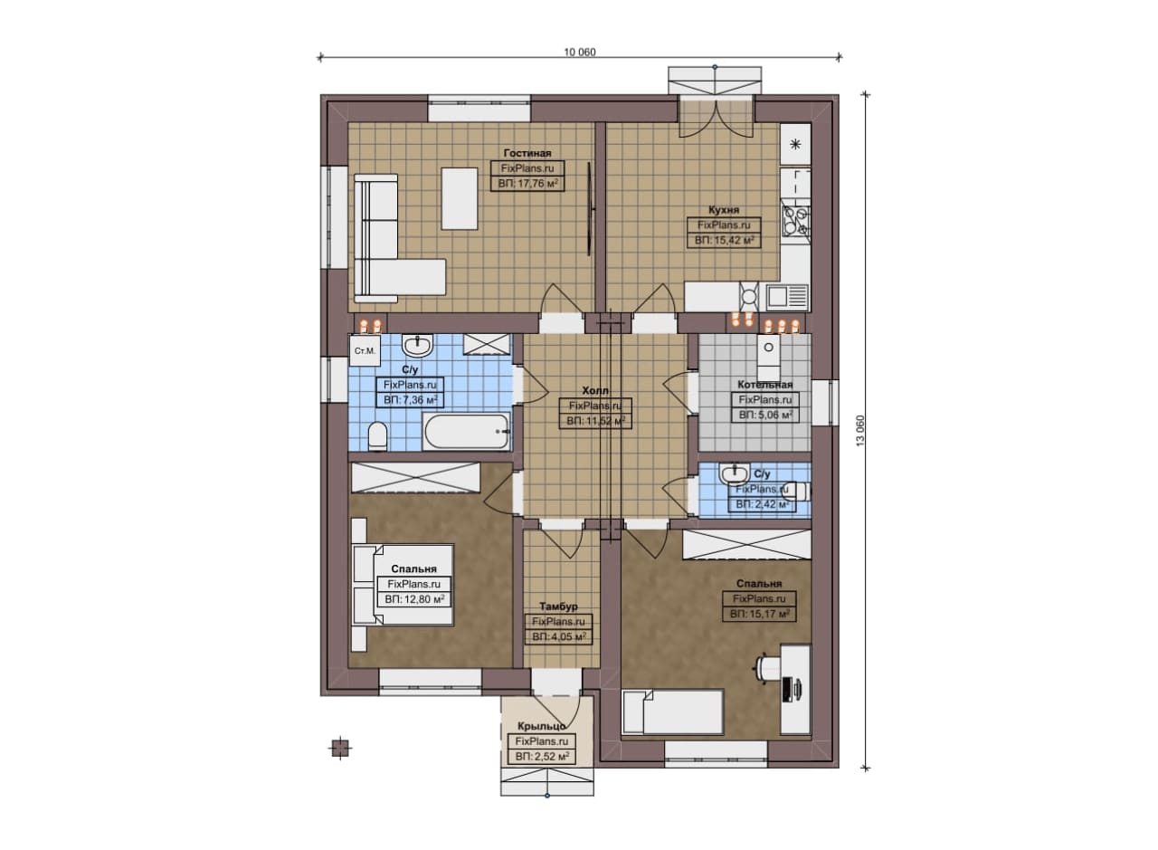 Планировка Одноэтажный дом F-13688