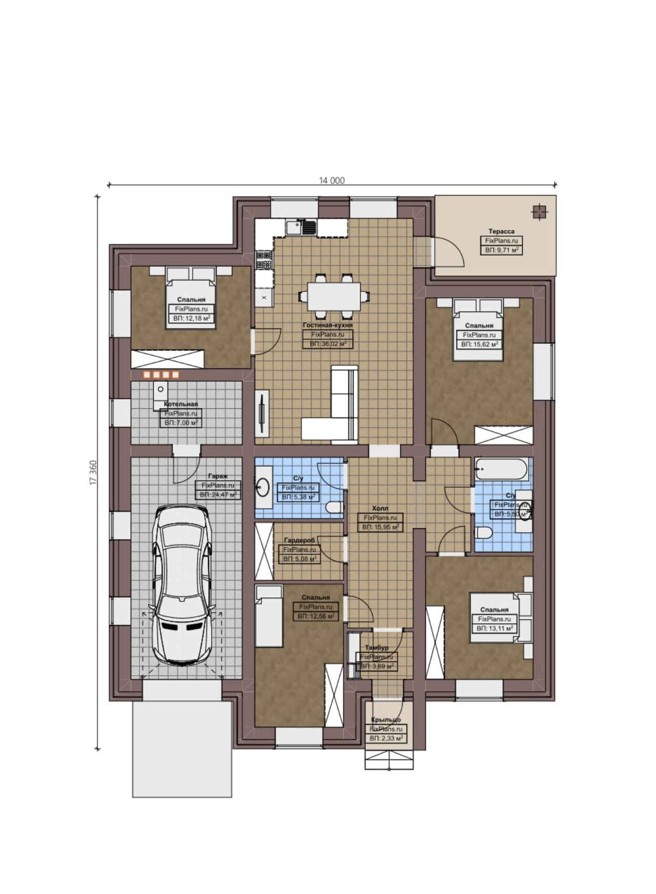 Планировка Одноэтажный дом F - 2582