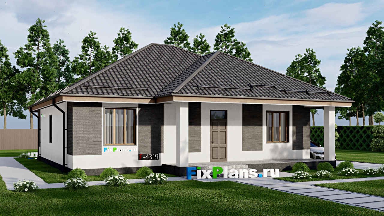 Одноэтажный дом F-4319 — фасад